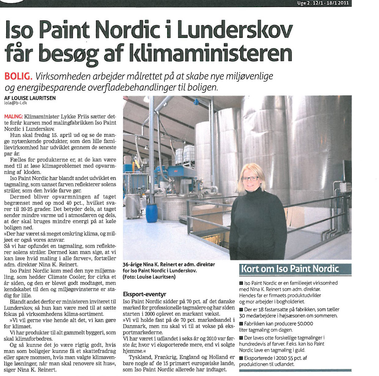 Iso Paint får besøg af Klimaministeren. Kolding Ugeavis Iso Paint får besøg af Klimaministeren. Kolding Ugeavis